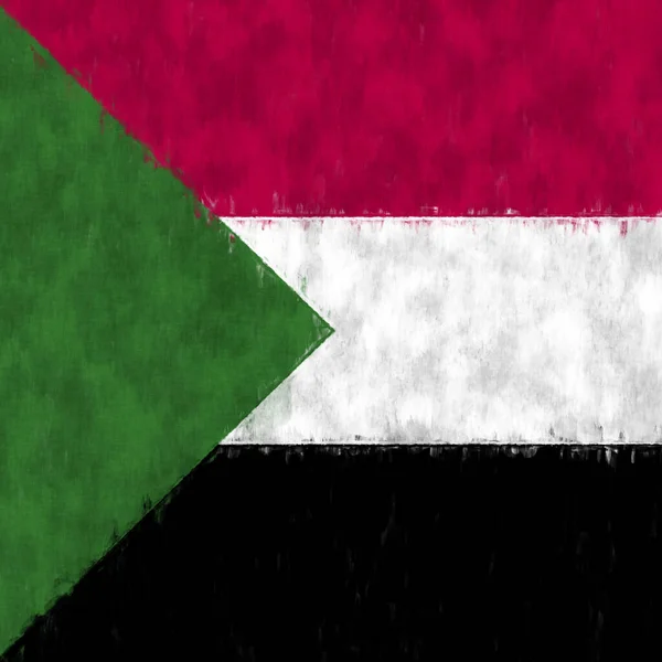 Sudan Ölgemälde Sudanesisches Emblem Zeichnet Leinwand — Stockfoto