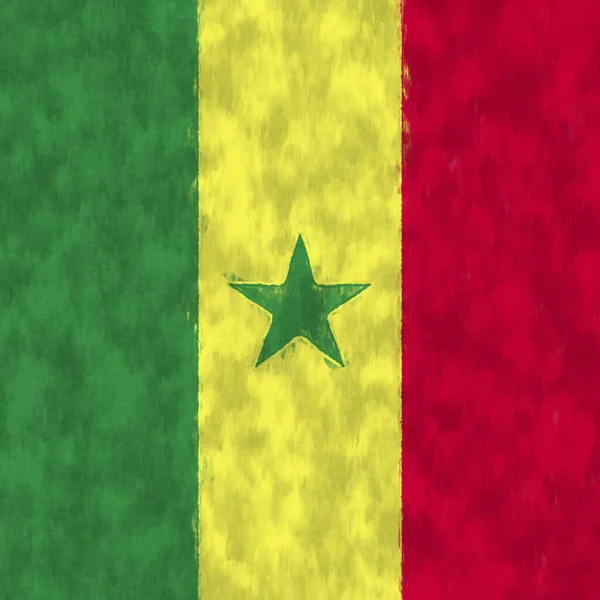 Senegal Pintura Óleo Emblema Senegalés Dibujo Lienzo — Foto de Stock