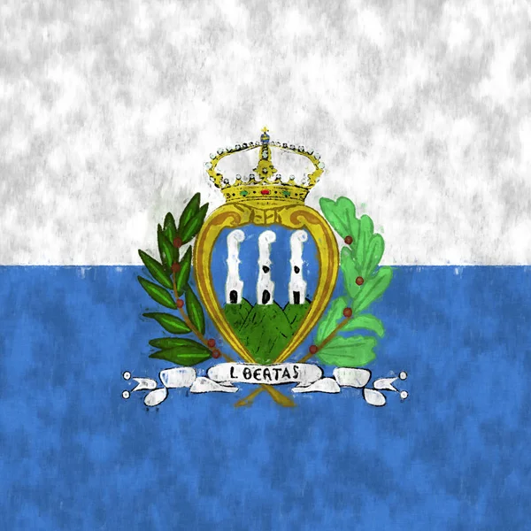 Pintura Óleo San Marino San Marino Emblema Desenho Lona — Fotografia de Stock