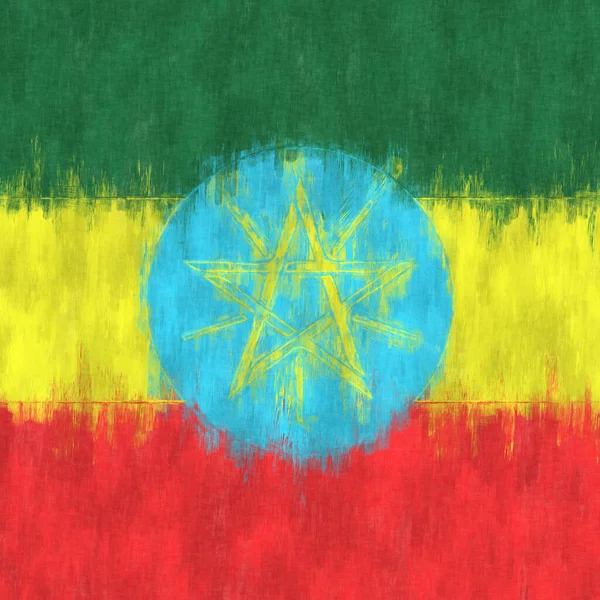 Etiopía Pintura Óleo Emblema Etíope Dibujo Lienzo — Foto de Stock