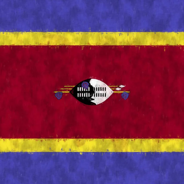 Swaziland Pittura Olio Emblema Swazi Disegno Tela — Foto Stock