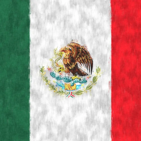 Mexikos Oljemålning Mexikanska Emblem Ritning Duk — Stockfoto