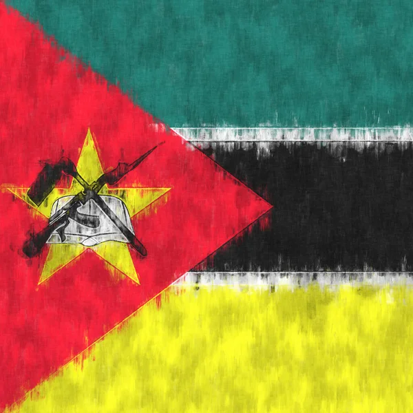 Mozambique Olieverf Mozambikaanse Embleem Tekening Doek — Stockfoto