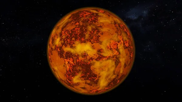 深宇宙の中の火山惑星 星雲と大気 — ストック写真