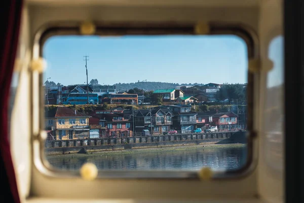 Quelln Visto Desde Interior Del Ferry Chilo Chile — Foto de Stock