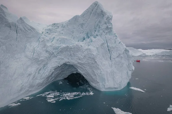Icebergs Flotando Mar Desde Punto Vista Aéreo Vista Panorámica — Foto de Stock