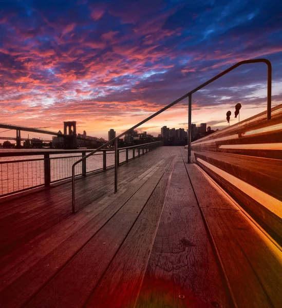 Nascer Sol Brooklyn River New York City — Fotografia de Stock