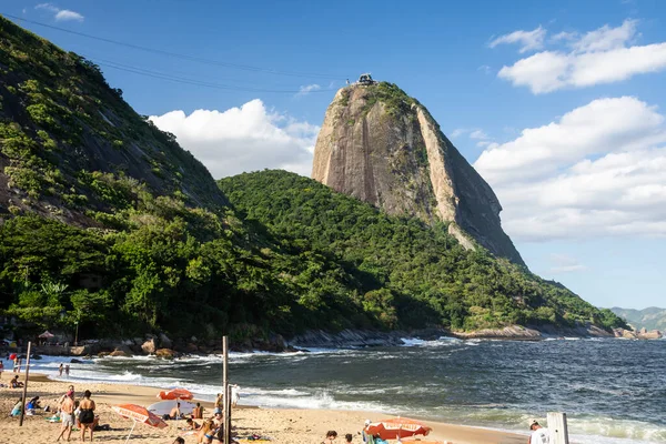 Vacker Utsikt Från Stranden Till Sugar Loaf Mountain Rio Janeiro — Stockfoto