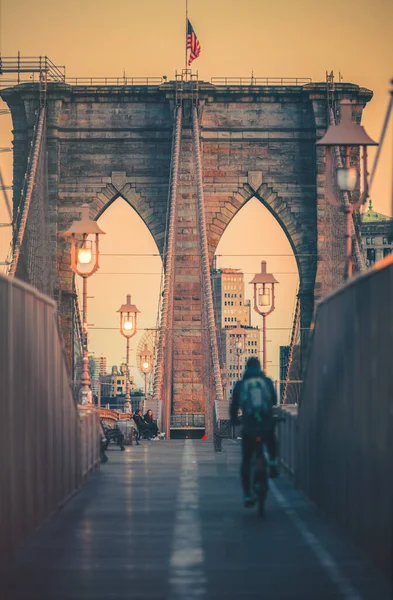 Wschód Słońca Brooklyn Bridge Nowy Jork — Zdjęcie stockowe