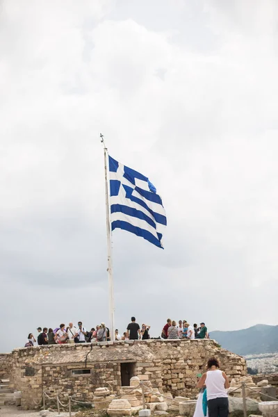 Bandeira Grega Topo Acrópole — Fotografia de Stock