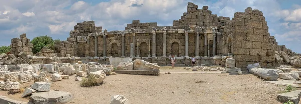 Sidan Turkiet 2021 Ruiner Den Antika Staden Side Antalya Provinsen — Stockfoto