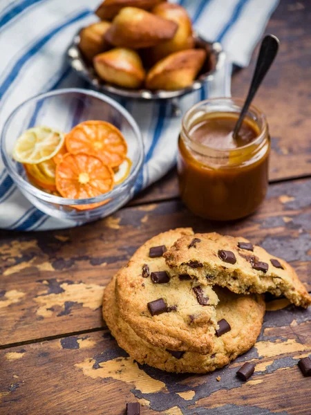 Chocolate cookie and a jar of jam