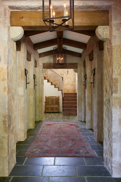 Hallway Beautiful Stone Work Looking Stairway — стоковое фото