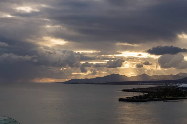 Solnedgång Arrecife Lanzarote Kanarieöarna — Stockfoto