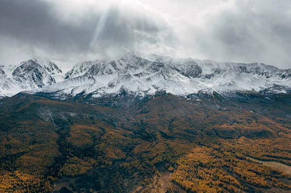 Coucher Soleil Automne Sur Chaîne Montagnes Chuya Nord Dans Altaï — Photo