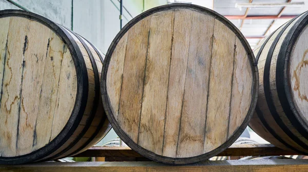 Oak Barrels Stacked Tequila Ready Maturation — Foto Stock