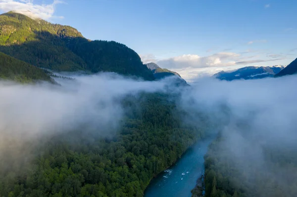 Flying Drone Beautiful Misty Mountains Central Washington Enroute Leavenworth — Stock Photo, Image