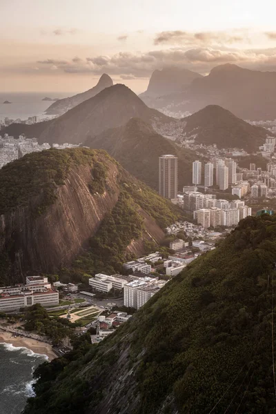Beautiful Sunset View Sugar Loaf Mountain City Mountains Rio Janeiro — Stockfoto