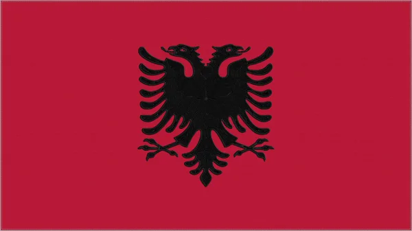 Albanië Borduurvlag Albanees Embleem Gestikt Weefsel Geborduurd Wapen Land Symbool — Stockfoto