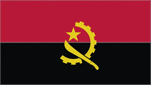 Флаг Анголы Ангольская Эмблема Сшитая Ткань Вышитый Герб Текстильный Фон — стоковое фото