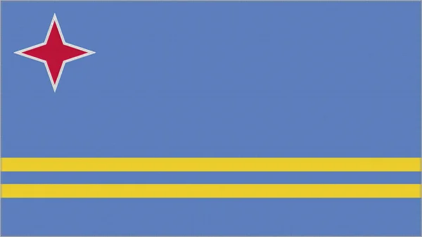 アルバ刺繍フラグ アルバエンブレムステッチ生地 紋章が刺繍されている 国のシンボルテキスタイルの背景 — ストック写真