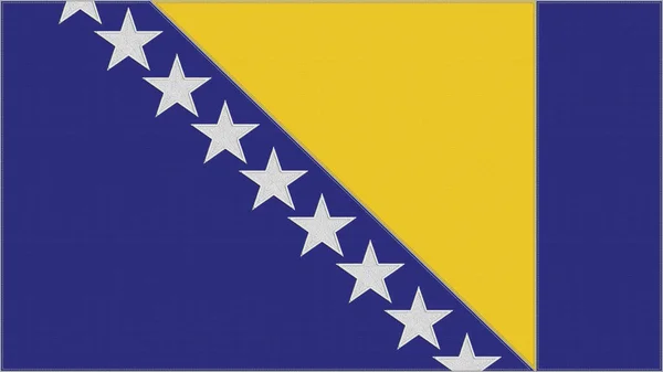 Σημαία Κεντήματος Βοσνίας Και Ερζεγοβίνης Έμπλεμ Ραμμένο Ύφασμα Κεντημένα Χέρια — Φωτογραφία Αρχείου