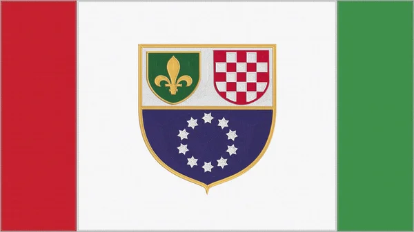 Bosznia Hercegovina Föderációja Hímzési Zászló Emblem Varrt Szövet Hímzett Címer — Stock Fotó