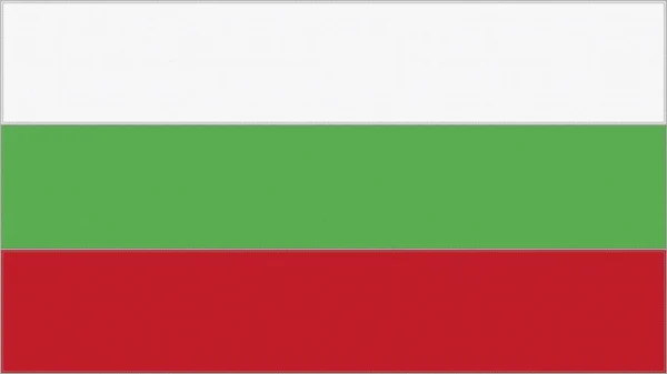 Флаг Болгарии Вышивке Ткань Эмблемой Вышитый Герб Текстильный Фон — стоковое фото