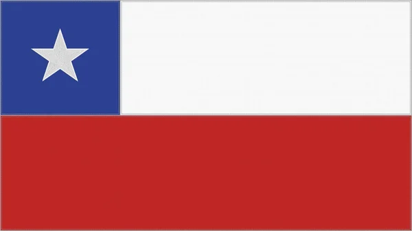 チリ刺繍旗 チリエンブレムステッチ生地 紋章が刺繍されている 国のシンボルテキスタイルの背景 — ストック写真