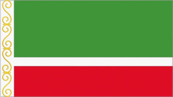 Czeczeńska Flaga Haftowa Tkanina Szyta Emblematem Wyhaftowany Herb Symbol Kraju — Zdjęcie stockowe