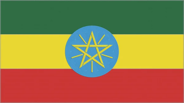 Флаг Эфиопии Эфиопская Эмблема Сшитая Ткань Вышитый Герб Текстильный Фон — стоковое фото