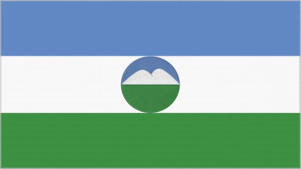 Σημαία Κεντήματος Kabardino Balkaria Έμπλεμ Ραμμένο Ύφασμα Κεντημένα Χέρια Υφασμάτινο — Φωτογραφία Αρχείου
