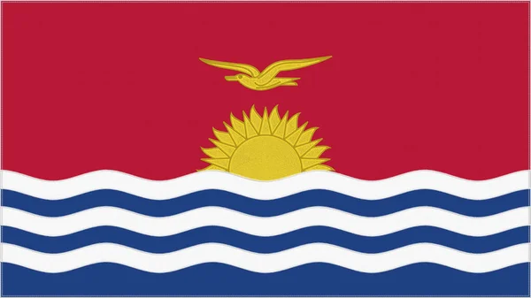 Флаг Кирибати Эмблема Кирибата Сшитая Ткань Вышитый Герб Текстильный Фон — стоковое фото