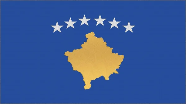 Kosovos Broderiflagga Kosovskij Emblem Sytt Tyg Broderad Vapensköld Land Symbol — Stockfoto
