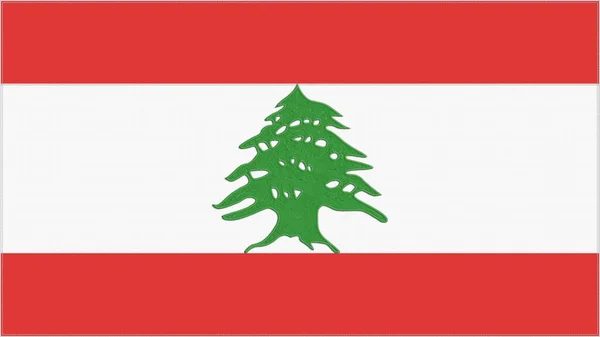 Lebanon Embroidery Flag Lebanese Emblem Stitched Fabric Embroidered Coat Arms — Stockfoto
