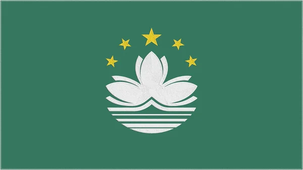 Drapeau Broderie Macao Emblème Tissu Cousu Armoiries Brodées Pays Symbole — Photo