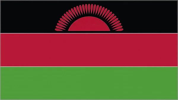 Malawi Nakış Bayrağı Malawian Amblemi Dikilmiş Kumaş Nakışlı Arma Ülke — Stok fotoğraf