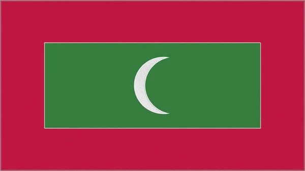 Maledivy Vyšívací Vlajka Maldivijský Znak Šitý Tkaninou Vyšívaný Erb Textilní — Stock fotografie
