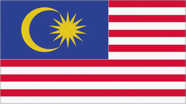 Malaysia Broderi Flagga Malaysiska Emblem Sytt Tyg Broderad Vapensköld Land — Stockfoto