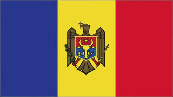 Moldova Embroidery Flag Moldovan Emblem Stitched Fabric Embroidered Coat Arms — Zdjęcie stockowe