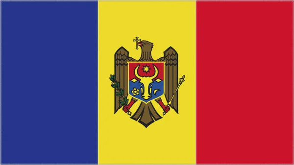 Moldova Embroidery Flag Moldovan Emblem Stitched Fabric Embroidered Coat Arms — Foto de Stock