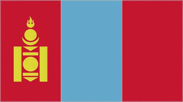 Mongolská Vyšívací Vlajka Mongolský Znak Šitý Tkaninou Vyšívaný Erb Textilní — Stock fotografie
