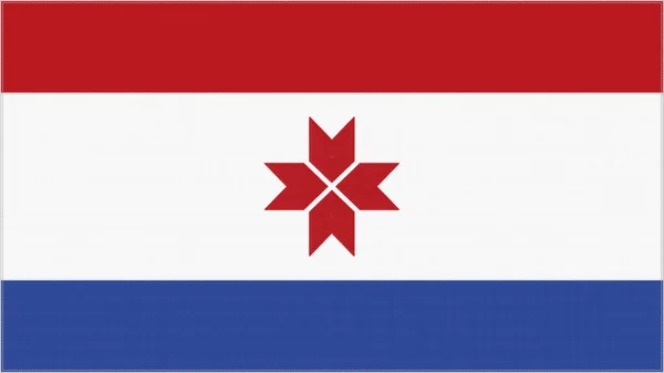Mordovia Broderiflagga Mordoviskt Emblem Sytt Tyg Broderad Vapensköld Land Symbol — Stockfoto