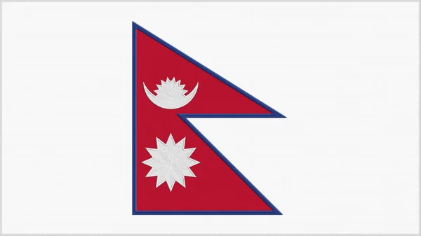 Steagul Broderie Din Nepal Nepaleză Emblemă Cusute Tesatura Stema Brodată — Fotografie, imagine de stoc