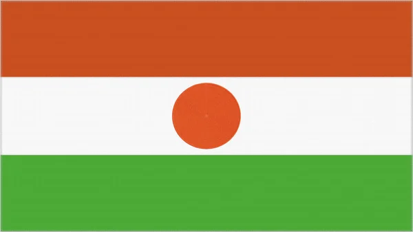 Σημαία Κεντήματος Νίγηρας Έμπλεμ Ραμμένο Ύφασμα Κεντημένα Χέρια Υφασμάτινο Σύμβολο — Φωτογραφία Αρχείου