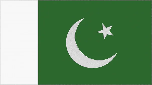 Pakistan Broderi Flagga Pakistanskt Emblem Sytt Tyg Broderad Vapensköld Land — Stockfoto