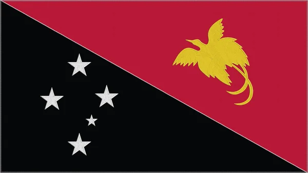 Papua Nya Guinea Broderi Flagga Emblem Sytt Tyg Broderad Vapensköld — Stockfoto