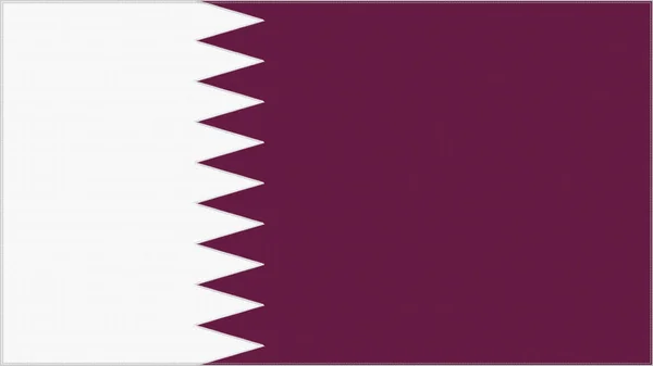 Czwartorzędowa Flaga Haftowa Katarski Emblemat Szyty Tkaniną Wyhaftowany Herb Symbol — Zdjęcie stockowe