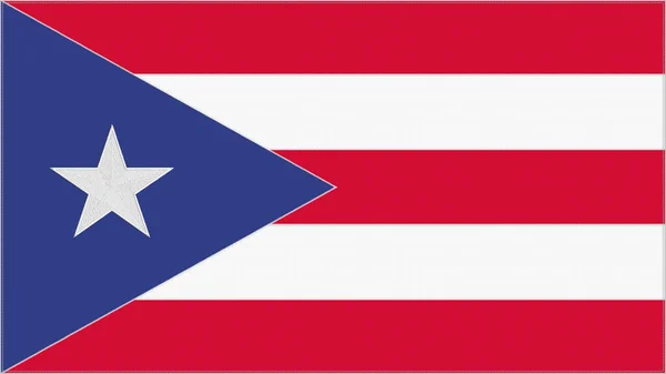 プエルトリコの刺繍フラグ プエルトリコのエンブレムステッチ生地 紋章が刺繍されている 国のシンボルテキスタイルの背景 — ストック写真