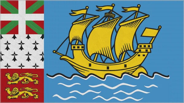 圣皮埃尔和密克隆刺绣国旗 刺绣的面料 镶嵌的臂章 国家象征纺织品背景 — 图库照片